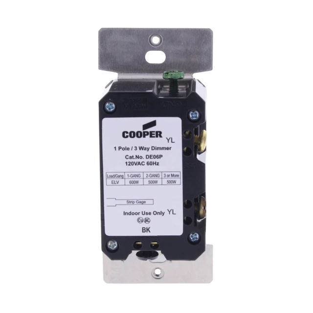 Alt view image 2 of 2 - Cooper Wiring Devices DE06P-B Devine Dimmer for Lighting with Electronic Low Voltage Transformer Only, 600W, Brown