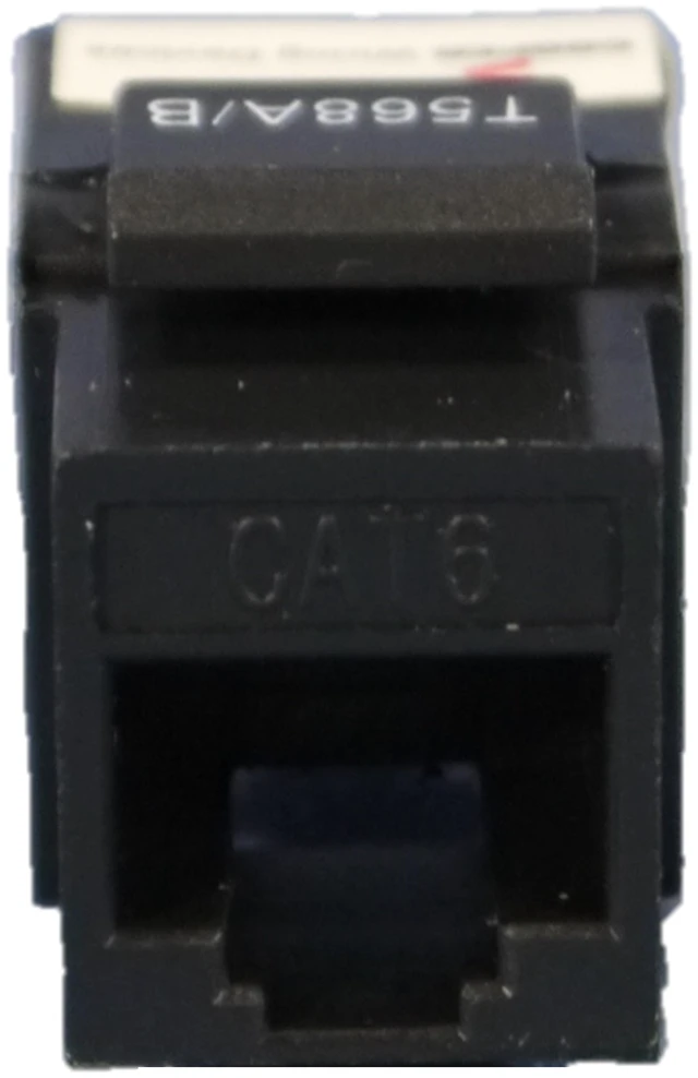 Main image of Cooper Wiring Devices 5546-6BK Category 6 Modular Snap-In Keystone Data Jack, RJ45 Ethernet Network Connection, 110-Type Termination, Black
