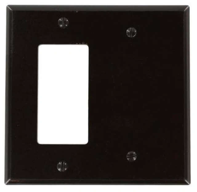 Main image of Leviton 80608 Brown Midway Two Gang Combination Decora Blank Wall Plate