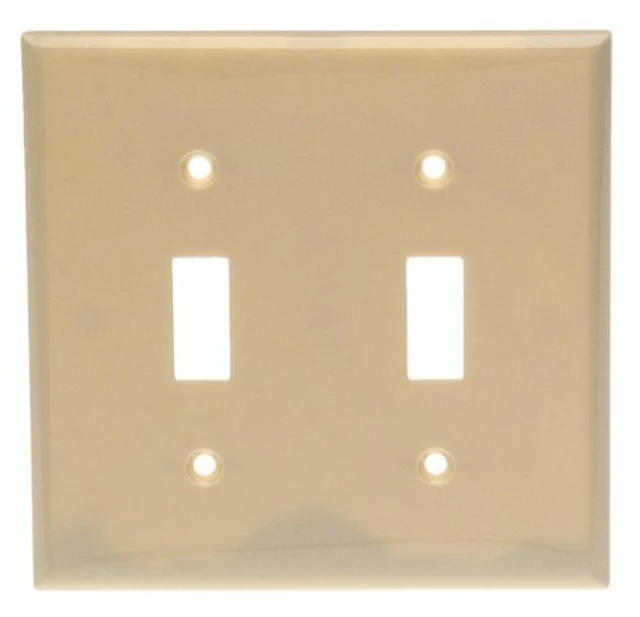 Main image of Cooper 5139V Ivory Unbreakable Two Gang Toggle Switch Wall Plate