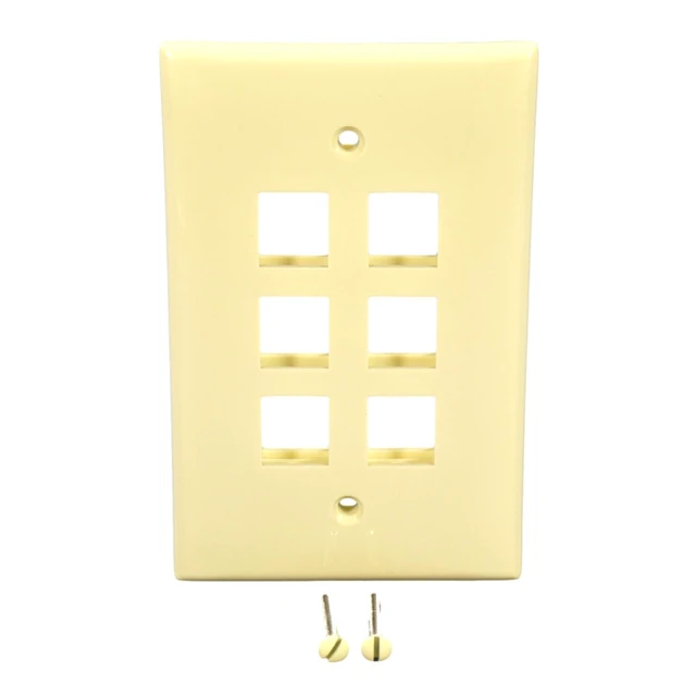 Alt view image 2 of 2 - Leviton 41091-3AN 1-Gang 3-Port QuickPort Wallplate, Midway Size, Nylon, Almond