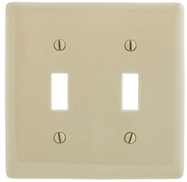Main image of Hubbell NP2I Ivory Nylon Two Gang Toggle Switch Wall Plate