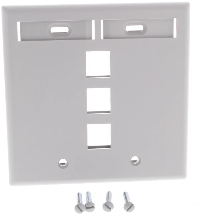 Main image of Leviton Gray Quickport 3-Port 2-Gang Data Wallplate ID Window 42080-3GP