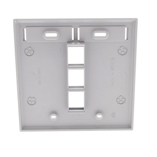 Alt view image 3 of 3 - Leviton Gray Quickport 3-Port 2-Gang Data Wallplate ID Window 42080-3GP