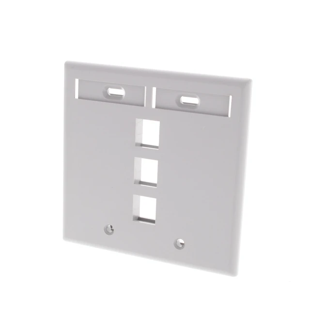 Alt view image 2 of 3 - Leviton Gray Quickport 3-Port 2-Gang Data Wallplate ID Window 42080-3GP