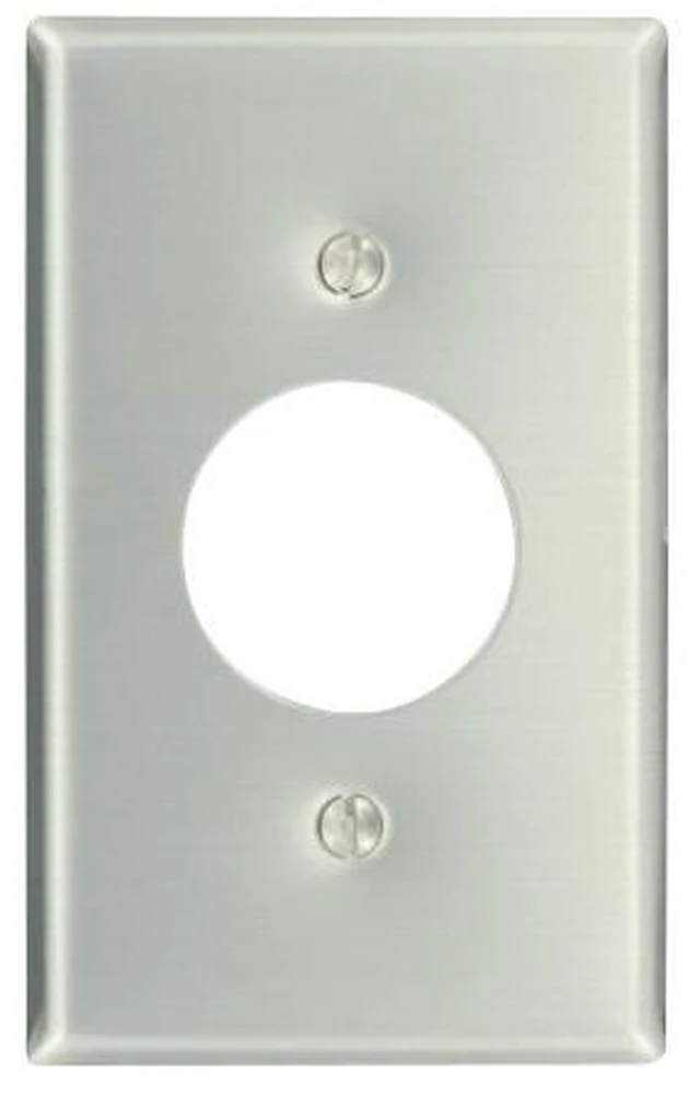 Main image of Leviton 83004 1-Gang Single 1.406-Inch Hole Device Receptacle Wallplate, Standard Size, Device Mount, Aluminum