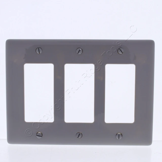 Main image of Hubbell NP263GY Gray Mid-Size Nylon Three Gang Decorator Wall Plate
