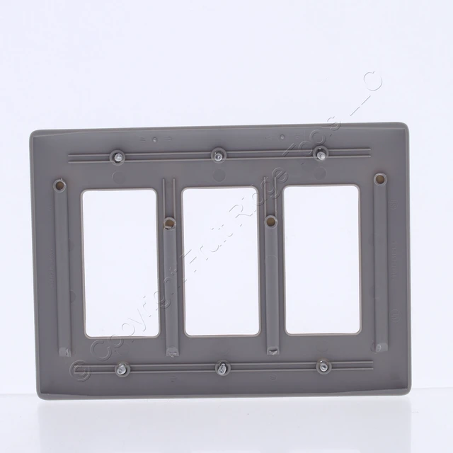 Alt view image 2 of 3 - Hubbell NP263GY Gray Mid-Size Nylon Three Gang Decorator Wall Plate