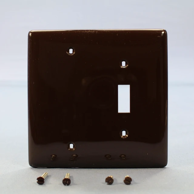 Main image of Hubbell NPJ113 Brown Mid-size Unbreakable 2-Gang Blank Switch Cover Wallplate