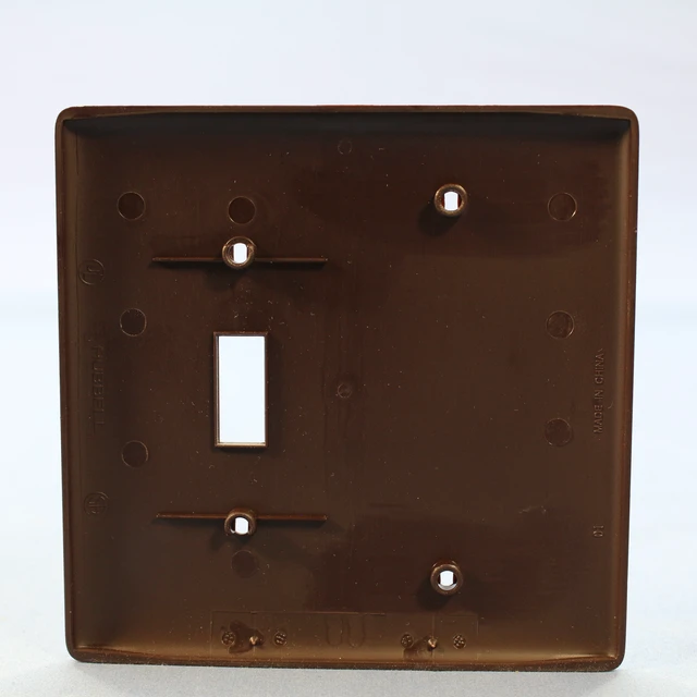 Alt view image 2 of 2 - Hubbell NPJ113 Brown Mid-size Unbreakable 2-Gang Blank Switch Cover Wallplate