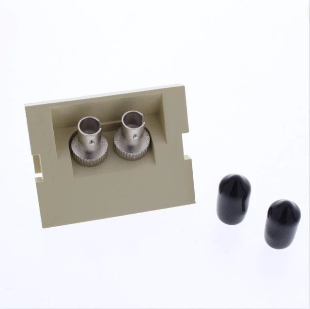 Alt view image 2 of 3 - Leviton 41294-ZTI Duplex ST Fiber Optic Insert Adapter, Zirconia Ceramic Sleeve, 45° Exit, 1.5 Units High, fits Leviton Multimedia Outlet System Wall Plates, Ivory