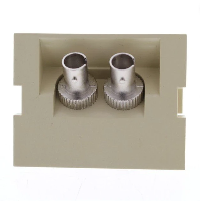 Alt view image 3 of 3 - Leviton 41294-ZTI Duplex ST Fiber Optic Insert Adapter, Zirconia Ceramic Sleeve, 45° Exit, 1.5 Units High, fits Leviton Multimedia Outlet System Wall Plates, Ivory