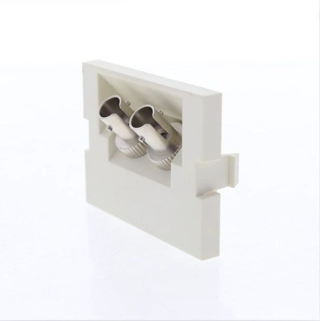 Alt view image 2 of 2 - Leviton 41294-ZTW Duplex ST Fiber Optic Insert Adapter, Zirconia Ceramic Sleeve, 45° Exit, 1.5 Units High, fits Leviton Multimedia Outlet System Wall Plates, White