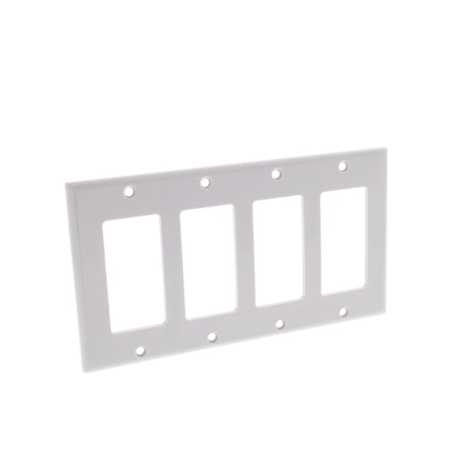 Alt view image 2 of 3 - Leviton 4-Gang Decora GFCI Rocker Switch Wall Plate, Standard Size Cover, Thermoset Plastic, Device Mount, 80412-GY, Gray