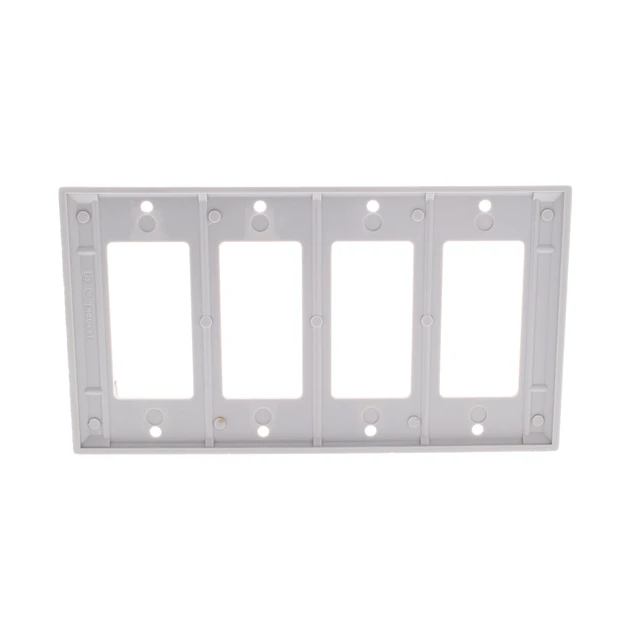 Alt view image 3 of 3 - Leviton 4-Gang Decora GFCI Rocker Switch Wall Plate, Standard Size Cover, Thermoset Plastic, Device Mount, 80412-GY, Gray