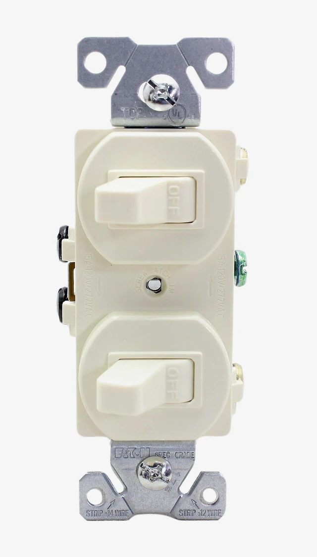 Main image of Cooper 271A Almond Duplex Toggle Switch, Two Single Pole