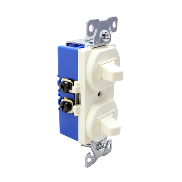 Alt view image 2 of 3 - Cooper 271A Almond Duplex Toggle Switch, Two Single Pole