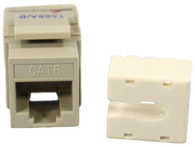 Main image of Cooper Wiring Devices 5546-6GY Category 6 Modular Snap-In Keystone Data Jack, RJ45 Ethernet Network Connection, 110-Type Termination, Gray