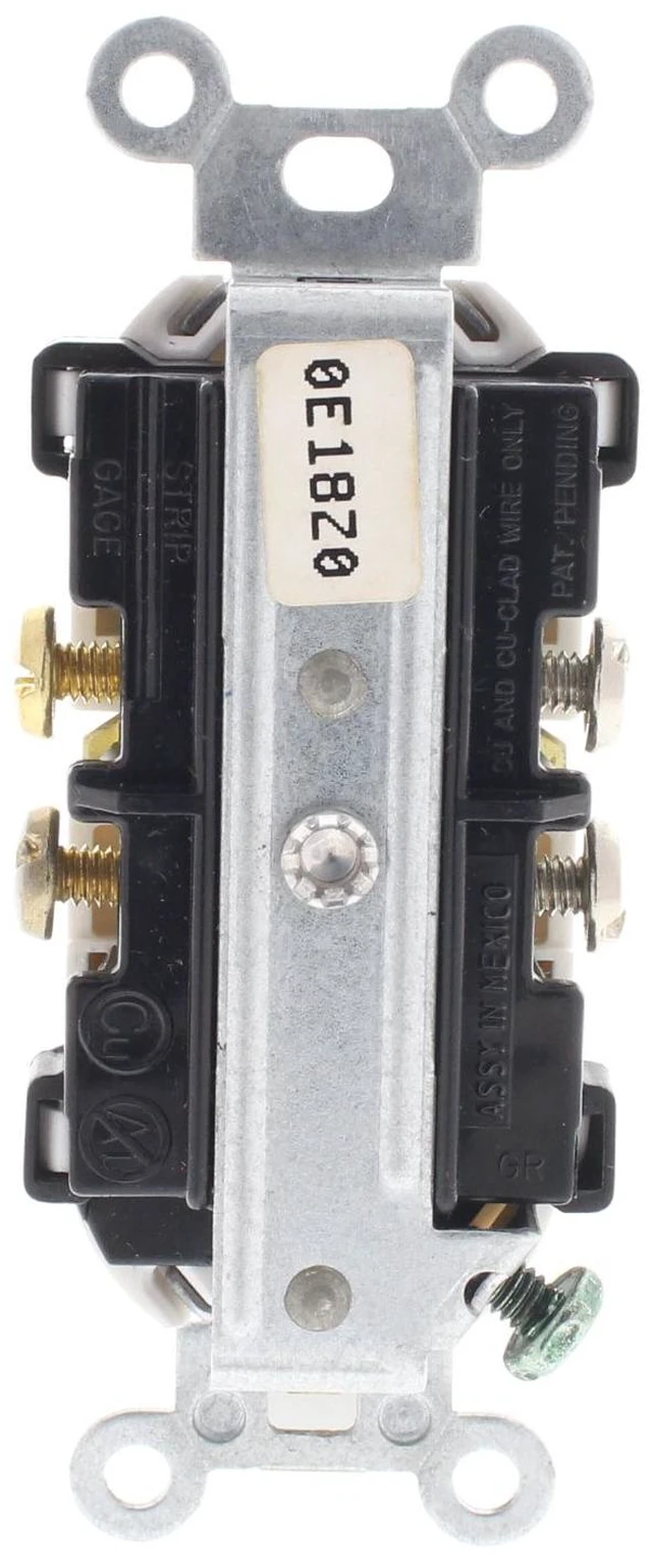 Alt view image 3 of 4 - Leviton 5321-W Duplex Receptacle, Tamper Resistant Outlet, Push-in & Side Wired, Grounding, 15A 125V, Residential Grade, White
