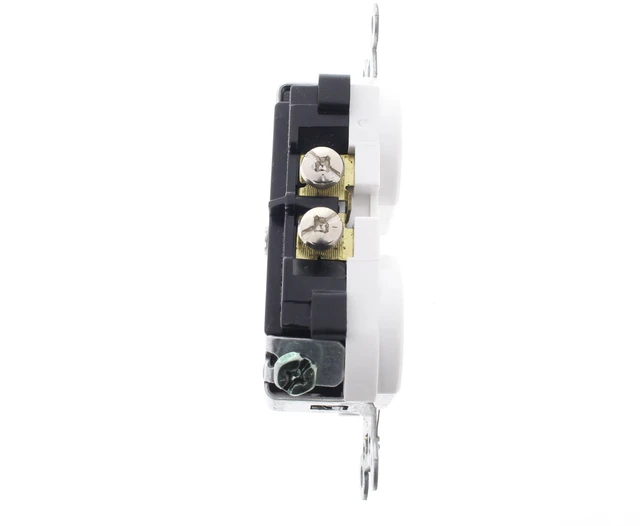 Alt view image 4 of 4 - Leviton 5321-W Duplex Receptacle, Tamper Resistant Outlet, Push-in & Side Wired, Grounding, 15A 125V, Residential Grade, White