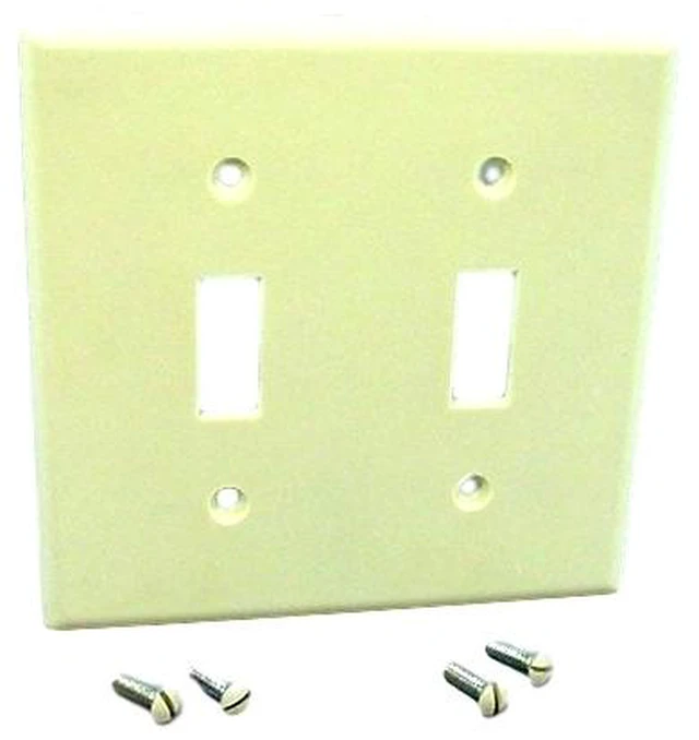 Main image of Leviton 82009 Almond Two Gang Toggle Light Switch Wall Plate