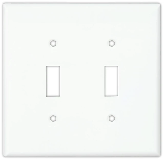 Main image of Cooper Wiring Devices PJ2W 2-Gang Toggle Light Switch Wall Plate, Unbreakable Polycarbonate, Mid-Size, White (Pack of 20)