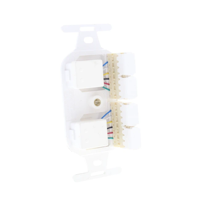 Alt view image 3 of 3 - Leviton 41366-IDW Telephone Type 106 Duplex Insert Flush Wall Jack White