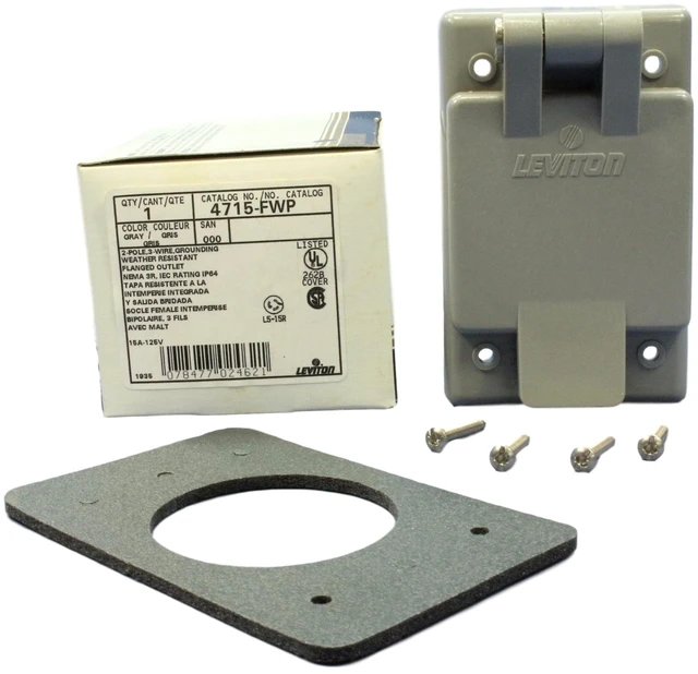 Alt view image 2 of 2 - Leviton L4715-FWP Weatherproof Flanged Locking ReceptacleOutlet 15A 125V L5-15