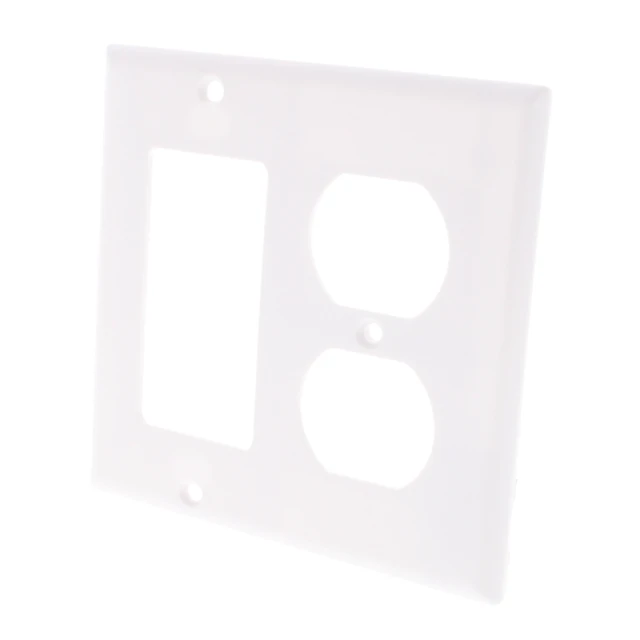Alt view image 3 of 4 - Cooper 2157W White Two Gang Combination Wall Plate, 1-Decorator and 1-Duplex Outlet Opening (Pack of 10)