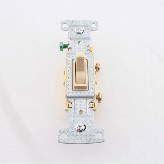 Alt view image 2 of 3 - Hubbell RS115I tradeSELECT Single Pole Toggle Light Switch, 15A 120V, Push-In & Side Wired, Grounding, Ivory (Pack of 10)