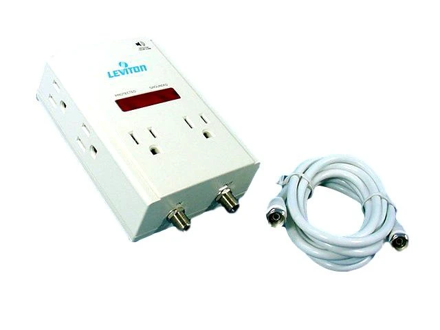Alt view image 2 of 2 - Leviton Commercial Compact Block Wall Surge Protector CATV 4900-PC