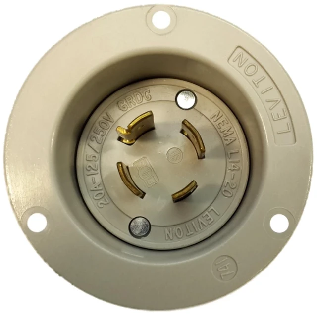 Main image of Leviton Gray L14-20R Locking Flanged Inlet Turn Twist Plug 20A 125 250V 2415-GY