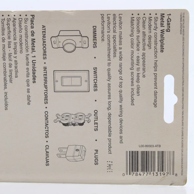 Alt view image 2 of 2 - Leviton 89303-ATB Metal Duplex Receptacle Wallplate, Antique Brass Plated Finish