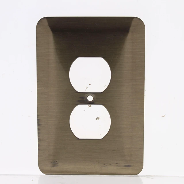 Main image of Leviton 89303-ATB Metal Duplex Receptacle Wallplate, Antique Brass Plated Finish