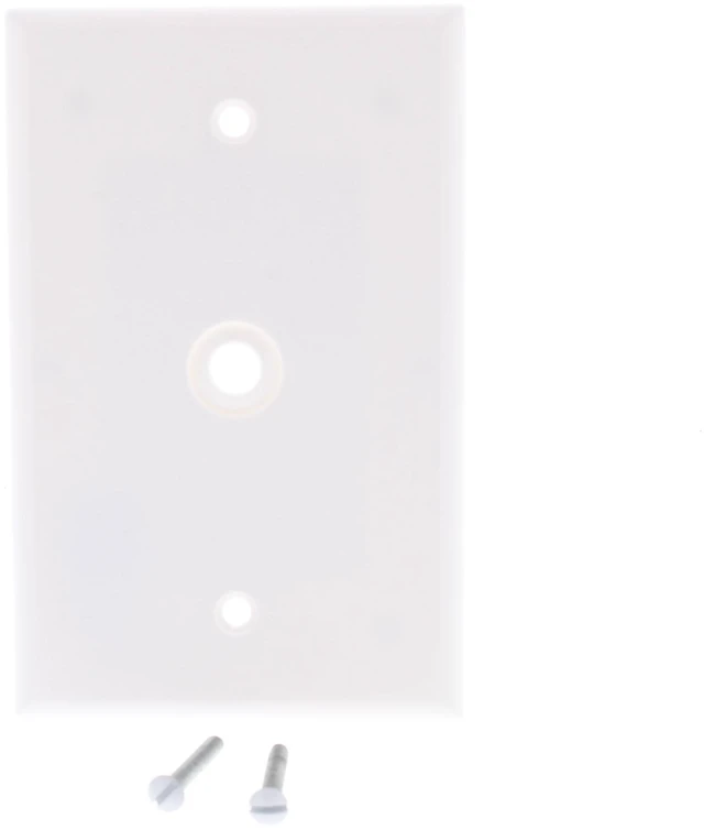 Main image of Leviton 1-Gang Telephone/Cable Wall Plate, .312-Inch Diameter Opening, Midway Size Cover, Thermoset Plastic, 80513-W, White
