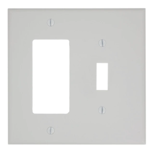 Alt view image 2 of 2 - Leviton PJ126-W White Midway Nylon Two Gang Combination Toggle Switch Decora Wall Plate