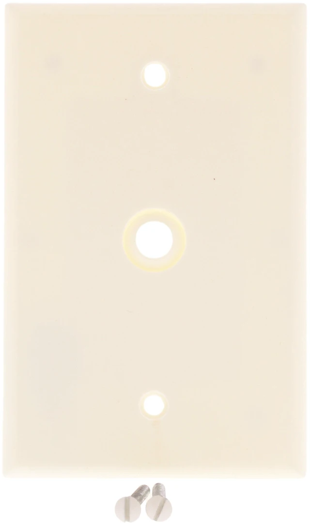 Main image of Leviton 1-Gang Telephone/Cable Wall Plate, .312-Inch Diameter Opening, Midway Size Cover, Thermoset Plastic, 80513-A, Almond
