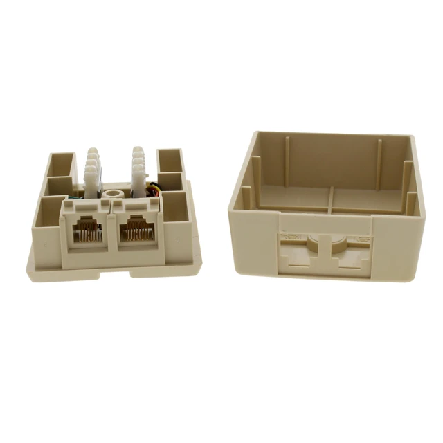 Alt view image 4 of 4 - Leviton 41086-IDB Duplex Telephone and Data Jack, 6-Wire Phone, Cat 3 Data, Surface Mount, Ivory