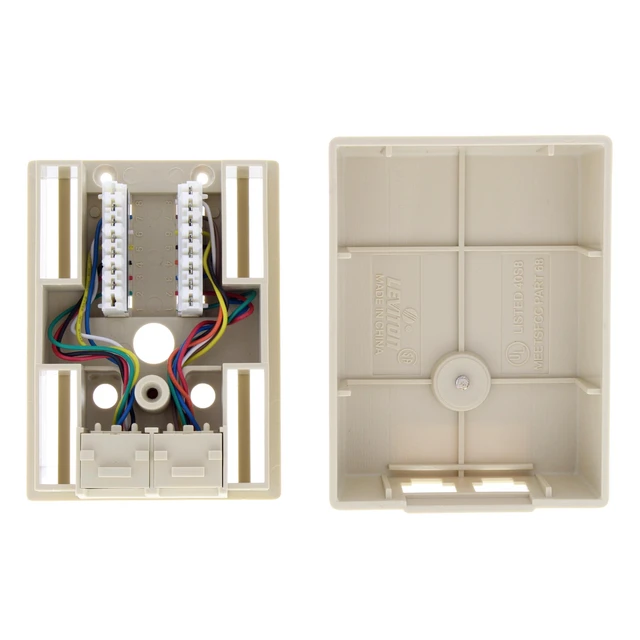 Alt view image 3 of 4 - Leviton 41086-IDB Duplex Telephone and Data Jack, 6-Wire Phone, Cat 3 Data, Surface Mount, Ivory