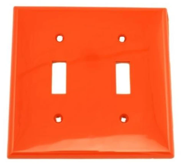 Main image of Leviton 2-Gang Toggle Light Switch Wall Plate, Unbreakable Thermoplastic Cover, Standard Size, 80709-R, Red