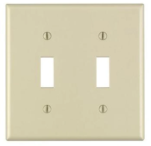 Main image of Leviton 86009 Ivory Two Gang Toggle Light Switch Wall Plate