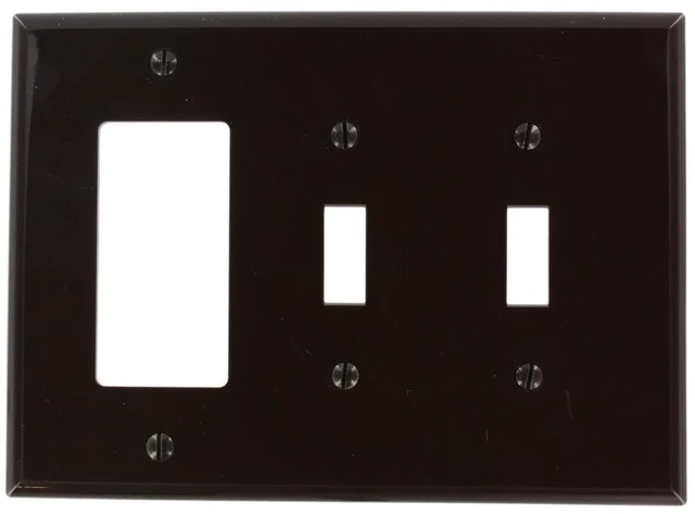 Main image of Leviton PJ226 Brown Midway Nylon Three Gang Combination Two Toggle Switch One Decora Wall Plate
