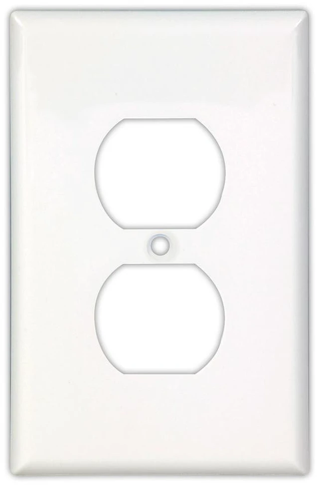 Main image of Cooper PJ8W White Mid-Size Unbreakable Single Gang Duplex Receptacle Wall Plate