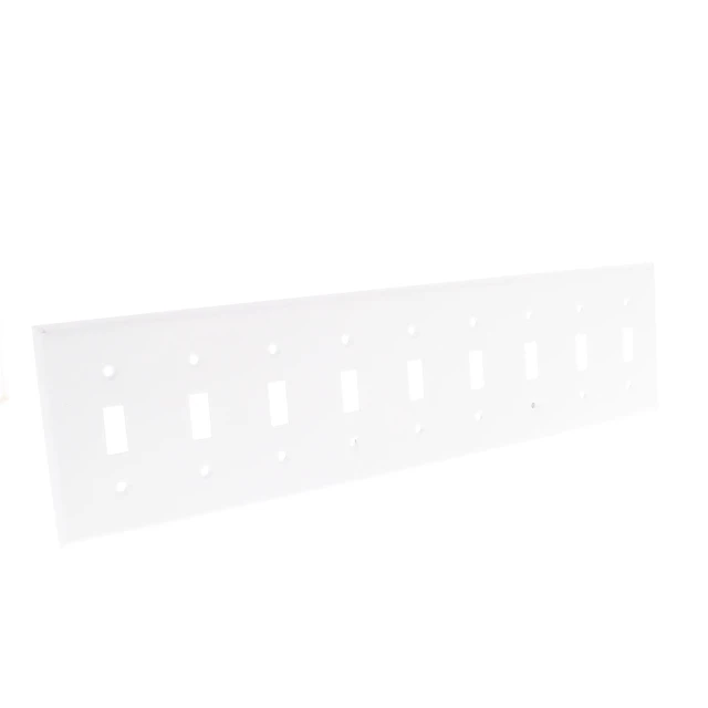 Alt view image 2 of 3 - Leviton S603-W White Painted Metal Nine Gang Toggle Light Switch Wall Plate