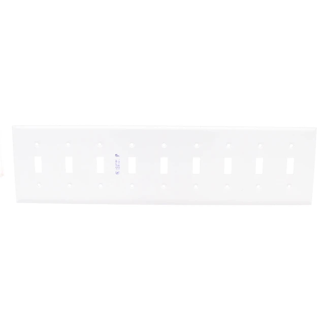 Alt view image 3 of 3 - Leviton S603-W White Painted Metal Nine Gang Toggle Light Switch Wall Plate
