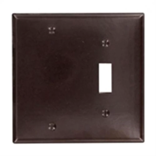 Main image of Leviton 85006 Brown Two Gang Combination Toggle Switch Blank Wall Plate