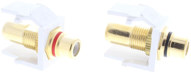 Main image of Leviton 1 Pair 40830-W White Gold Plated Quickport Audio Stereo Jacks