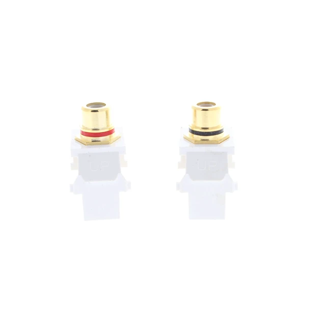 Alt view image 2 of 3 - Leviton 1 Pair 40830-W White Gold Plated Quickport Audio Stereo Jacks