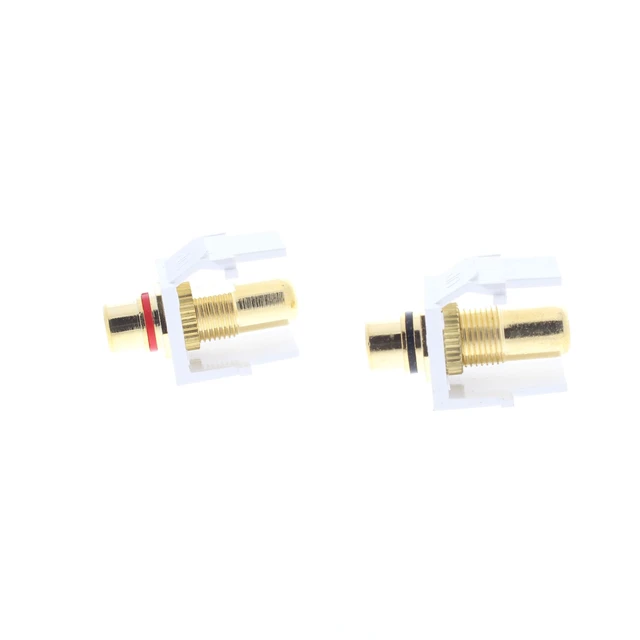 Alt view image 3 of 3 - Leviton 1 Pair 40830-W White Gold Plated Quickport Audio Stereo Jacks