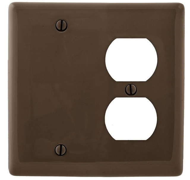 Main image of Hubbell NPJ138 Brown Mid-Size Combination Two Gang One Duplex One Blank Wall Plate